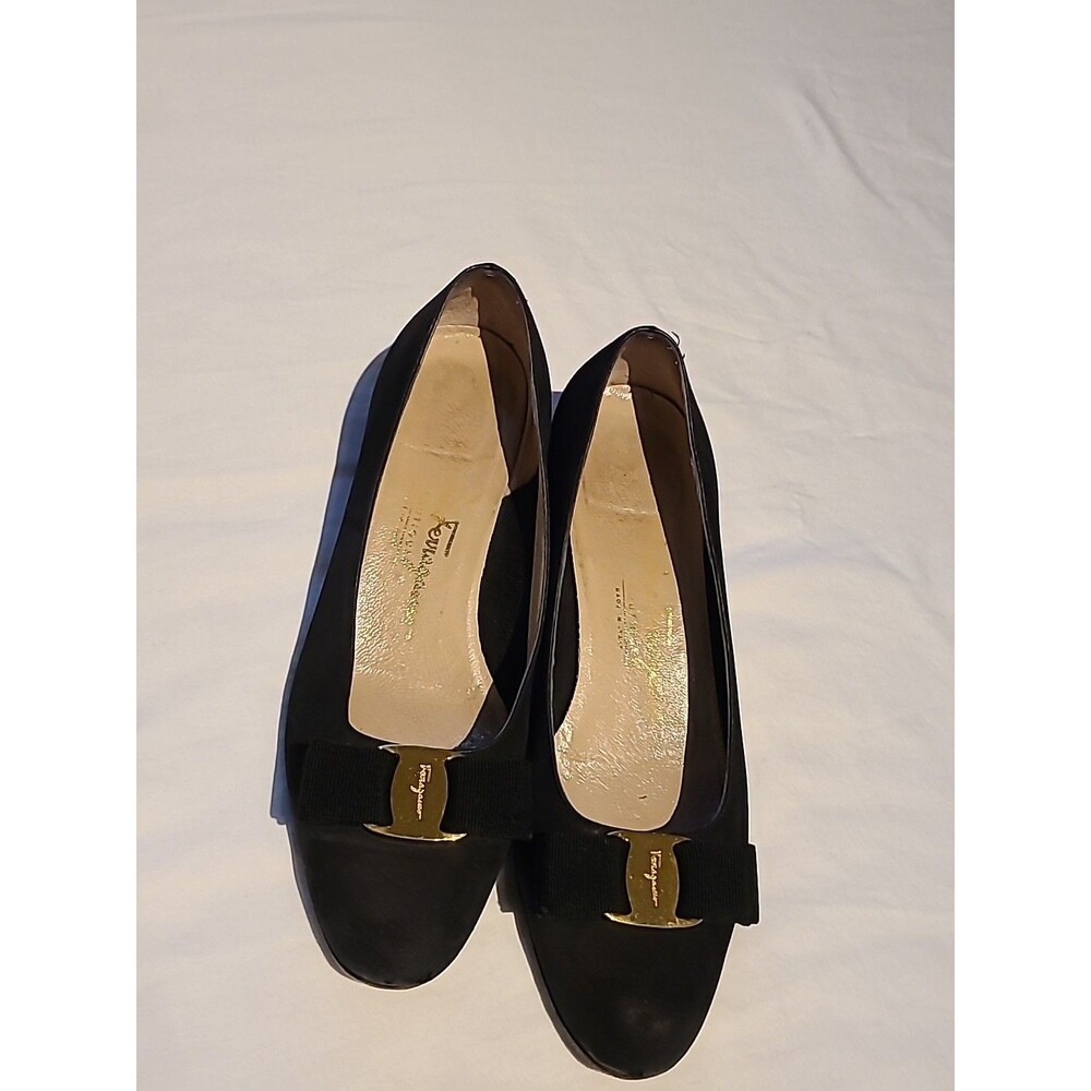 Salvatore Ferragamo Women Shoes Size 6.5 A4 Vara Bow Shoes Vintage Black Suede